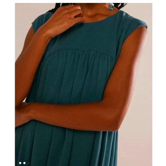 SOLD NEW Free People Madelyn Oversized Dress With Pockets Mediterranean *Flaws* - Picture 2 of 10